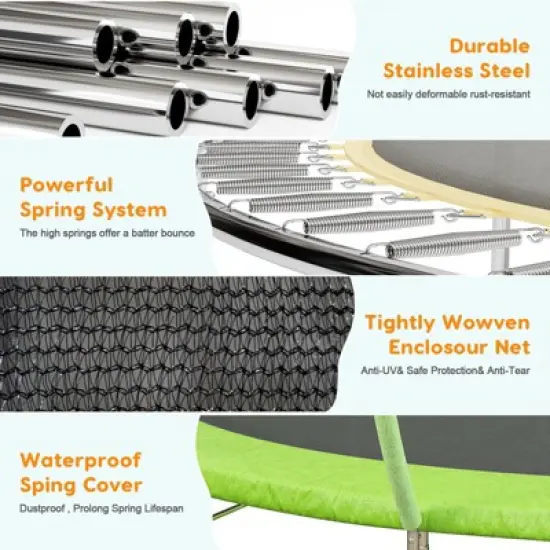 GustoWave Trampoline 16FT with Enclosure & Ladder, ASTM Approved Heavy-Duty Outdoor Recreational Trampoline for Kids Adults image {3}