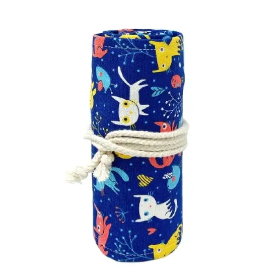 Wrapables Pencil Roll Organizer, Colored Pencil Wrap Pouch (72 slots), Cats & Birds image {4}