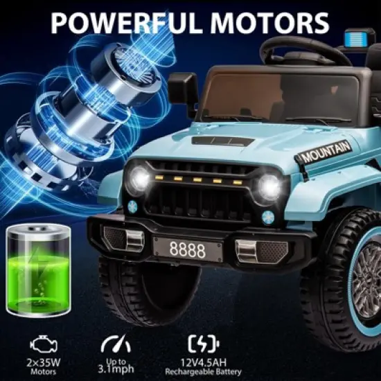 12V Kids Ride On Truck Car, Battery Powered Electric Vehicles with Remote Control image {1}