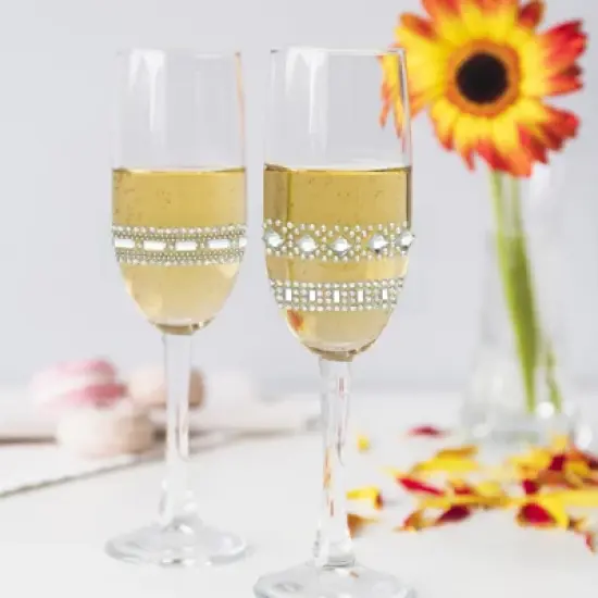 Wrapables 3 Yards Self Adhesive Crystal Rhinestone Ribbons, Diamond Bling Tape Strips Trim for DIY Crafts Wedding Party Decoration (3 Rolls), Silver image {5}