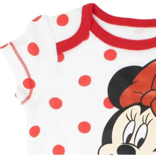Disney Minnie Mouse Mickey Donald Duck Baby Girls 5 Pack Bodysuits Newborn to Infant image {6}