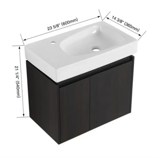 24'' Floating Bathroom Vanity with Sink, Single Sink Bathroom Vanity for Small Space, Wall Mounted Bathroom Vanity Combo Set For Home Bathroom image {2}