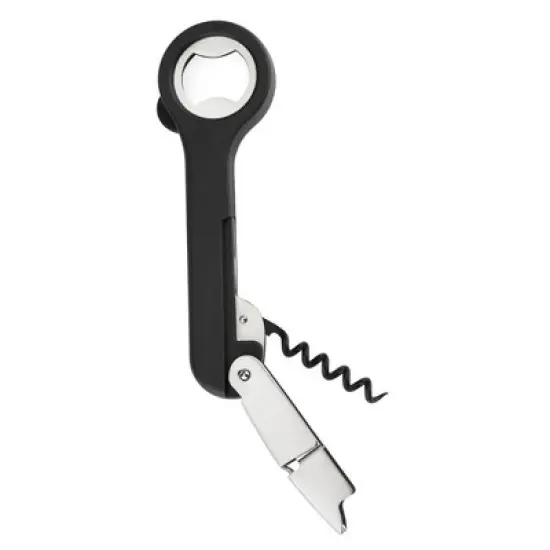 HOST Double Hinged Corkscrew, Black Bottle Opener and Foil Cutter, Wine Key, Bar Accessories image {5}