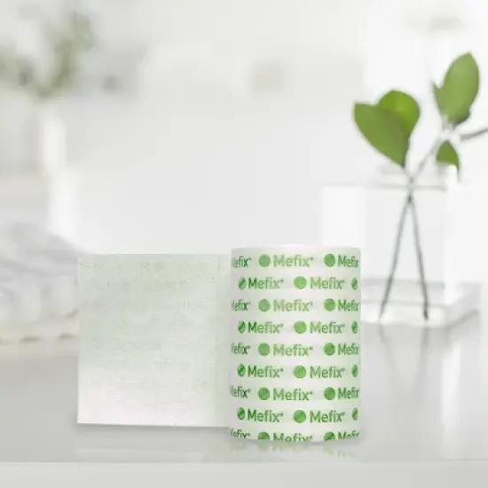 Mefix White Perforated Dressing Retention Tape Easy Cut, Stretchable, Adhesive - 4"x11 Yard Roll image {4}