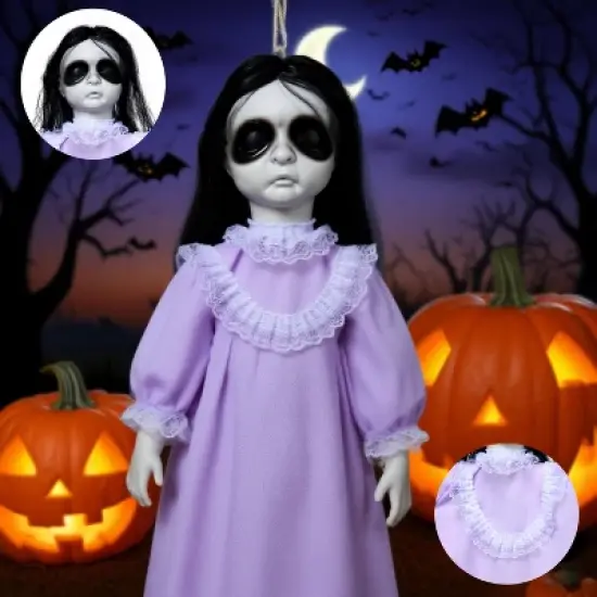 Joyfy Halloween Decorations Outdoor Hanging Ghost Doll Decor, 43&rsquo;&rsquo; Purple Dress Scary Doll Skeleton for Halloween Indoor Outdoor Hanging Decorations image {4}