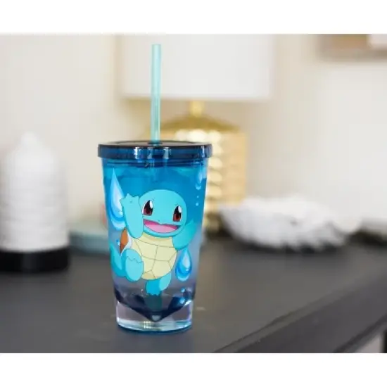 Just Funky Pokemon Squirtle 16oz Plastic Carnival Cup Tumbler with Lid and Reusable Straw image {5}