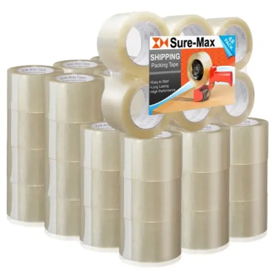 Sure-Max Extra-Wide Shipping & Packing Tape (3" x 110 yard/330' each) - Moving & Adhesive Carton Sealing - 2.0mil Clear - 48 Rolls image {7}