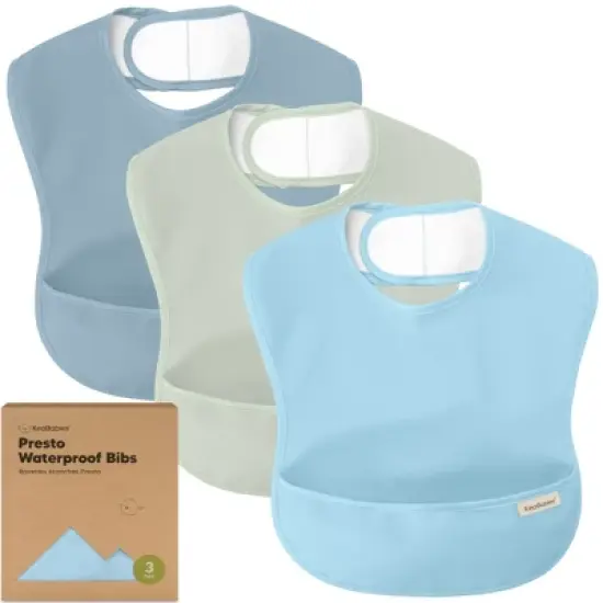 KeaBabies 3pk Presto Baby Bibs Waterproof with Food Catcher, Lightweight Toddler Bibs for Eating image {9}