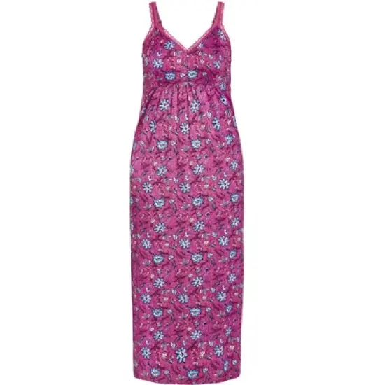 Women's Plus Size Lace Trim Maxi Sleep Dress - purple | AVENUE image {2}