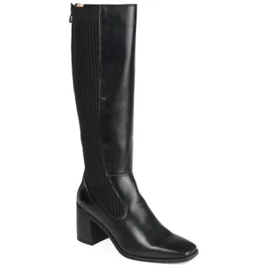 Journee Collection Womens Winny Tru Comfort Foam Wide Calf Stacked Heel Knee High Boots image {9}