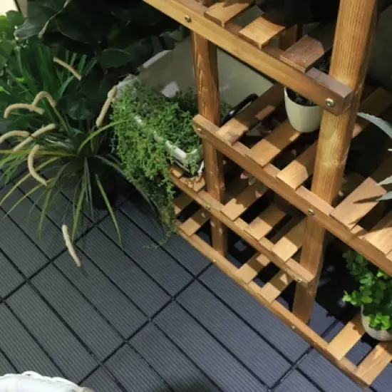 Courtyard Casual Plastic Deck Tiles Charcoal Gray Color Pack of 9 image {3}