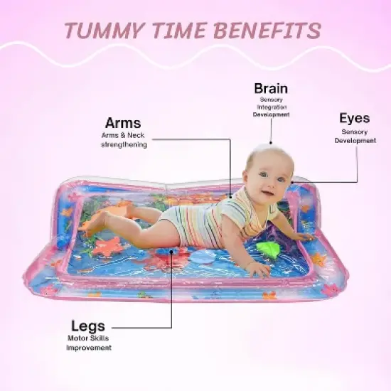 4E&rsquo;s Novelty Water Mat for Babies &ndash; Inflatable Tummy Time Sensory Play Mat image {1}