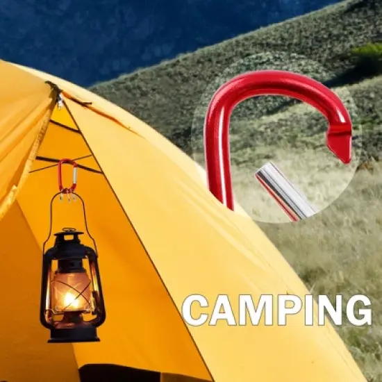 Unique Bargains Aluminum Carabiner Clip Hook with 3 Split Key Ring Chain 2.7" x 1.5" Burgundy 1 Pc image {5}