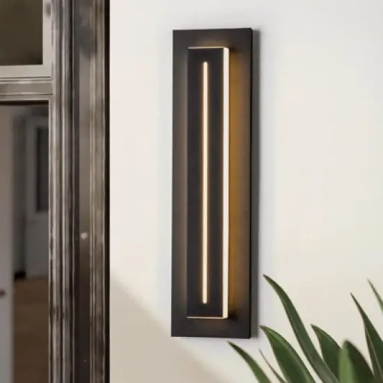 Rennnsan Brilore 17"H Hardwired Rectangle Modern LED Dimmable Outdoor Wall Sconce in Black image {7}