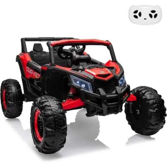 24V Kids Ride-On UTV Car with Remote Control, Spring Suspension, LED Lights, Music & USB, Metal Frame Battery Powered Electric Vehicle Toy image {9}