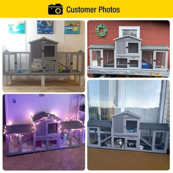 Aivituvin Extra Large Rabbit Hutch | Chicken Coop for 2-3 Small Pets (Inner Space 9.6ft&sup2;)-AIR04-B image {5}