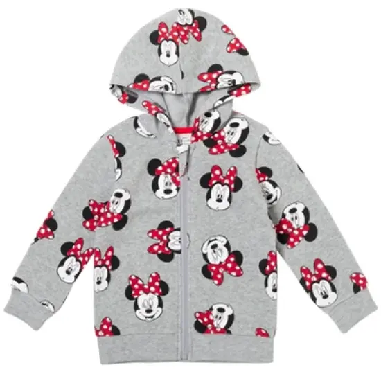Disney Minnie Mouse Girls Fleece Zip Up Hoodie and Jogger Pants Set Little Kid to Big Kid image {2}