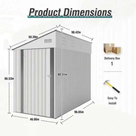 Gulches solid structural two-color storage shed, single hinge door, good ventilation, surface with protective film for various scenarios image {3}