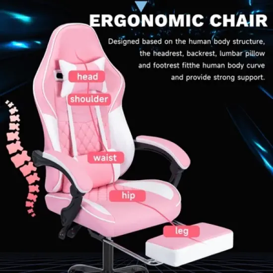 Bosmiller Ergonomic Video Gamer Chairs, Computer Gaming Chairs with Massage Lumbar Support and footrest for Adults image {1}