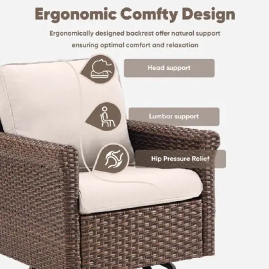 Buenhomino Patio Chairs Wicker Swivel Rocker Set of 2 - Heavy Duty Patio Furniture Set Wicker Outdoor Swivel Glider Chairs for Porch Balcony Deck image {7}