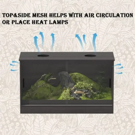 Famapy 68 Gallon Small Pet Habitat,Reptile Terrarium Cabinet with Ventilation,Cage Tank with Glass Door,for Amphibian,Hamster/Lizards/Geckos/Snakes image {2}