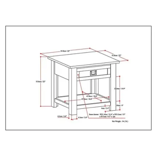 22" Garret End Table - WyndenHall image {7}