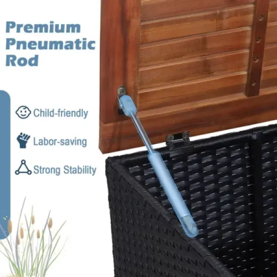 Tangkula 3PCS Patio Rattan Conversation Furniture Set Yard Outdoor w/ Black Cushions image {3}