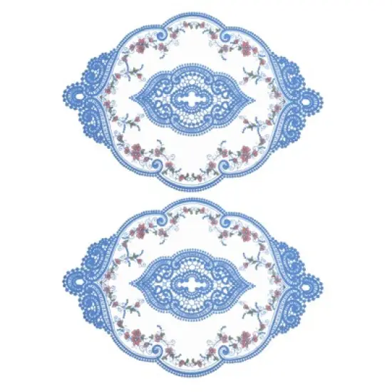 Unique Bargains Polyester Flexible Embroidery Vintage Pattern Washable Table Place Mats 2 Pcs image {9}