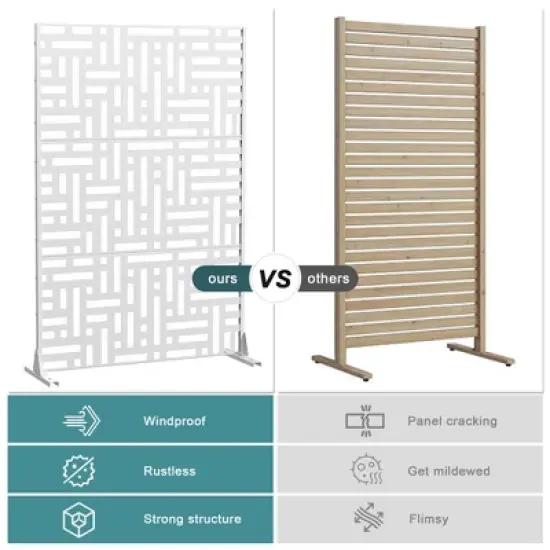 PexFix 72 in. x 47 in. Outdoor Metal Privacy Screen Garden Fence in Streets Pattern in White image {6}