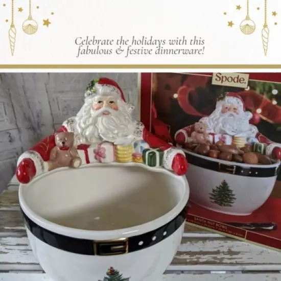 Spode Christmas Tree 7-Inch Santa Nut Bowl - Decorative Serving Bowl for Candies, Nuts, or Desserts - Christmas Holiday Season, Fine Earthenware image {4}