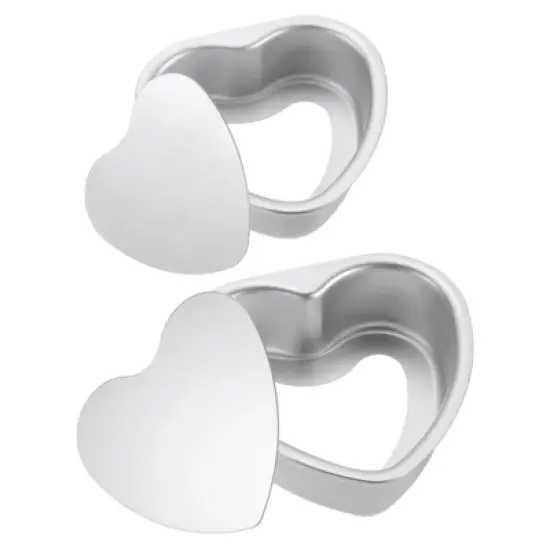 Unique Bargains Aluminum Alloy Removable Bottom Nonstick Heart Shape Novelty Cake Pans 1 Set image {4}