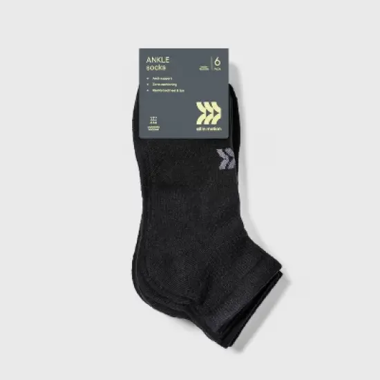 Women's Cushioned 6pk Ankle Athletic Socks - All in Motion&trade; 4-10 image {1}