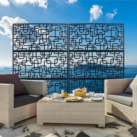 CAVINAS Patio Decorative Screen Metal Fence Privacy Screen with Hollow Rectangular Pattern for Outside and Garden, 76" H&times;48" W image {5}