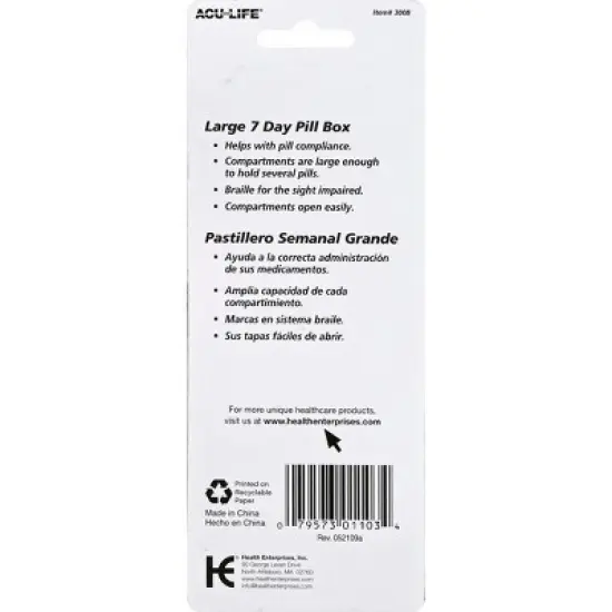 Acu-Life 7-Day Pill Reminder Large Yellow image {1}