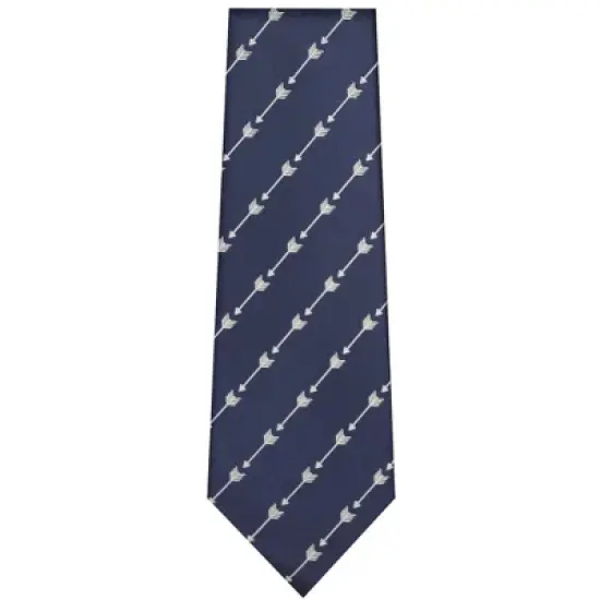 TheDapperTie Men's Navy Blue With Arrow Printed Necktie with Hanky image {1}