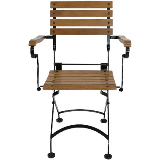 Sunnydaze Indoor/Outdoor Patio or Dining Essential Chestnut Wooden Folding Bistro Arm Chair - Brown - 2pk image {6}