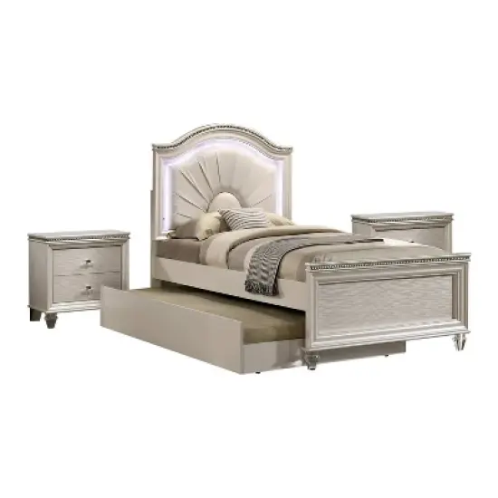 3pc Fosset Bedroom Set with 2 Nightstands Pearl White - HOMES: Inside + Out image {4}