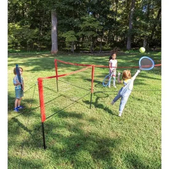 HearthSong Jumbo 3-in-1 Three-Way Game Set Featuring Badminton, Tennis and Volleyball for Kids image {1}