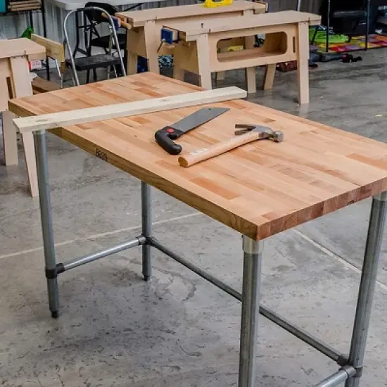 John Boos High-Quality Maple Wood Top Work Table with Galvanized Steel Base, 60 x 30 x 1.5-Inches image {1}