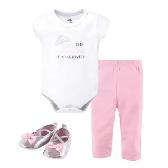 Little Treasure Baby Girl Cotton Bodysuit, Pant and Shoe 3pc Set, Princess image {4}