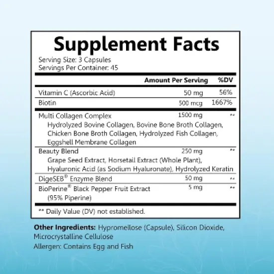 Collagen Complex Supplement for Women, Multi Collagen Supplement for Hair, Skin & Nails Support, Bioschwartz, 135ct image {2}