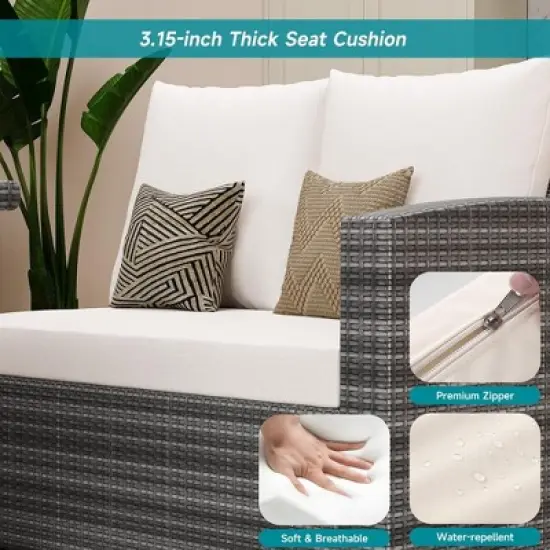 7 Piece Outdoor Sectional Sofa with Dining Table image {3}