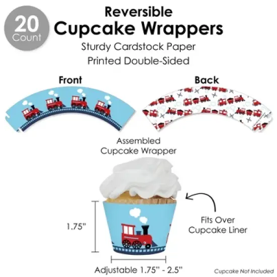 Big Dot of Happiness Railroad Party Crossing - Steam Train Birthday Party or Baby Shower Favors and Cupcake Kit - Fabulous Favor Party Pack - 100 Pc image {3}