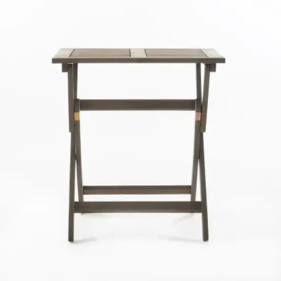 GDFStudio Rabion Outdoor Acacia Wood Folding Bistro Table, Gray image {8}