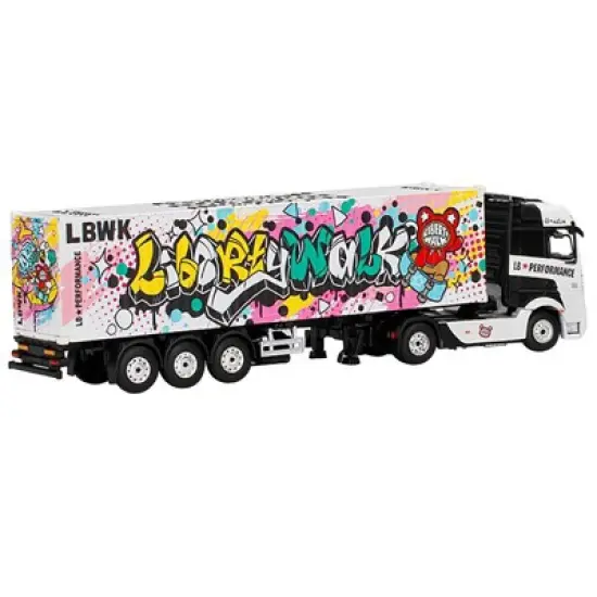 Mercedes Benz Actros with 40' Container "LBWK Kuma Graffiti" White with Graphics 1/64 Diecast Model by True Scale Miniatures image {1}