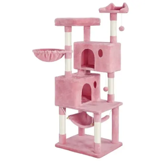 Yaheetech 64"H 4-level Plush Cat Tree Tower with Condos Platform image {11}