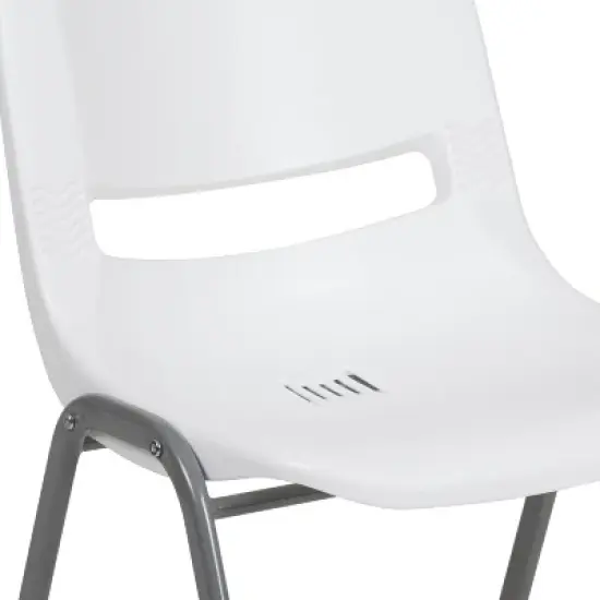 Emma and Oliver White Ergonomic Shell Student Stack Chair - Classroom Chair / Office Guest Chair image {6}