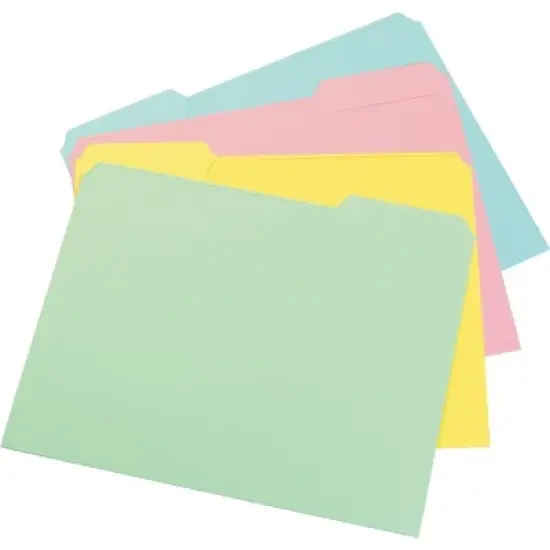 Staples Top-Tab File Folders 3-Tab Letter Assorted Pastel Colors 100/BX TR459684/459684 image {8}