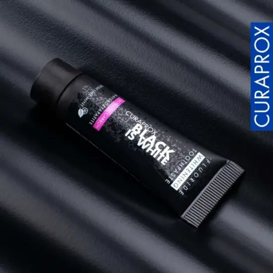 Curaprox Black Is White Toothpaste, 10ml, Activated Carbon for Gentle Daily Whitening, 3-Pack image {2}