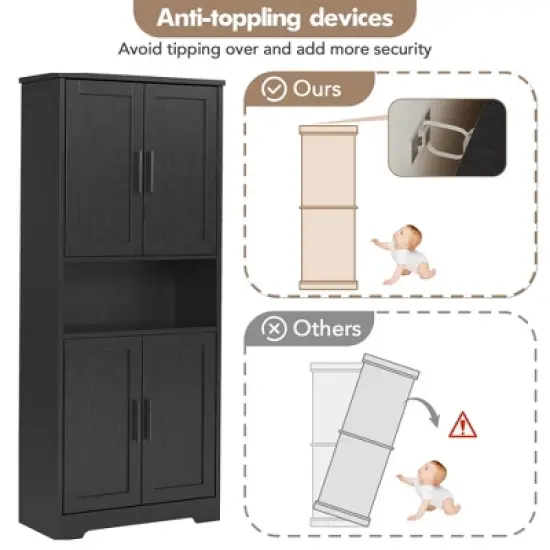 Pantry Cabinet,70" Tall Kitchen Pantry Cabinet with Doors and Adjustable Shelves, Freestanding Cupboard, Tall Storage Cabinet for Bathroom image {7}